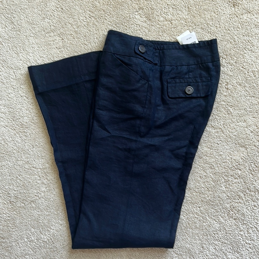 J. Crew Baird McNutt Linen Navy Trousers